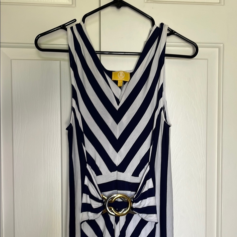 Liz Lange Chevron Navy and White Midi Dress